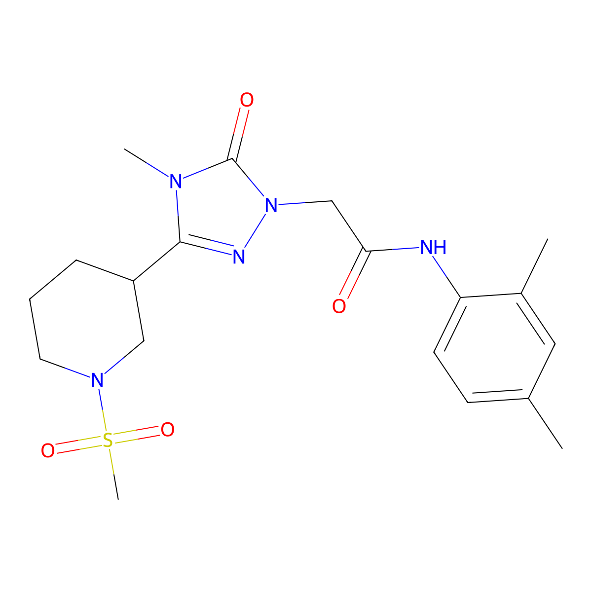 N-(2,4-dimethylphenyl)-2-(4-methyl-3-(1-(methylsulfonyl)piperidin-3-yl)-5-oxo-4,5-dihydro-1H-1,2,4-triazol-1-yl)acetamide molecular structure, CAS 1105249-63-5