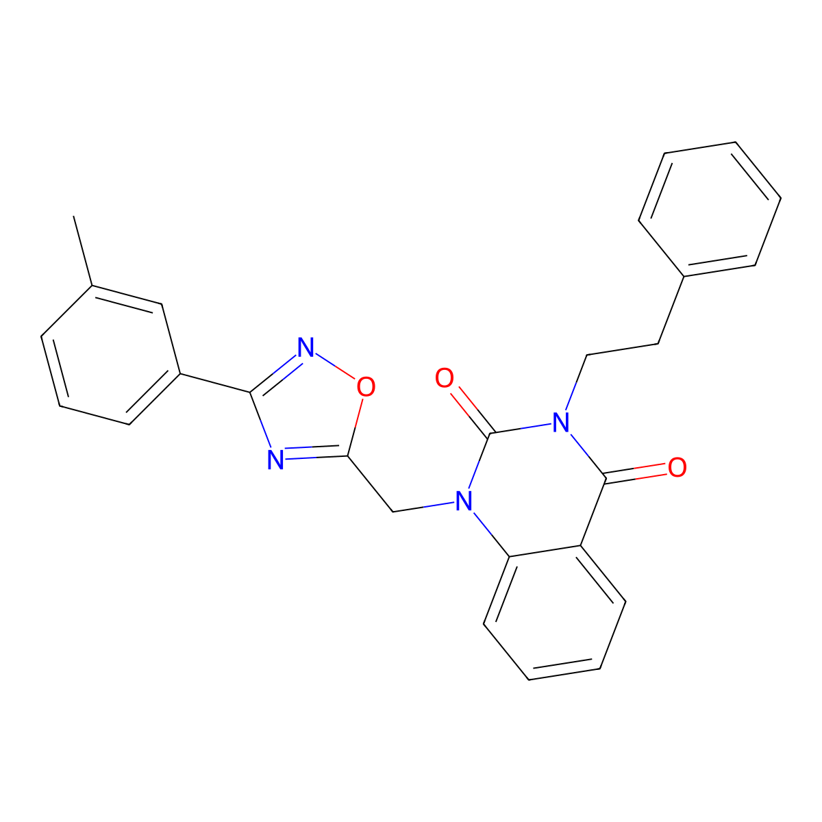 1-{[3-(3-Methylphenyl)-1,2,4-oxadiazol-5-yl]methyl}-3-(2-phenylethyl)-1,2,3,4-tetrahydroquinazoline-2,4-dione molecular structure, CAS 1105249-67-9
