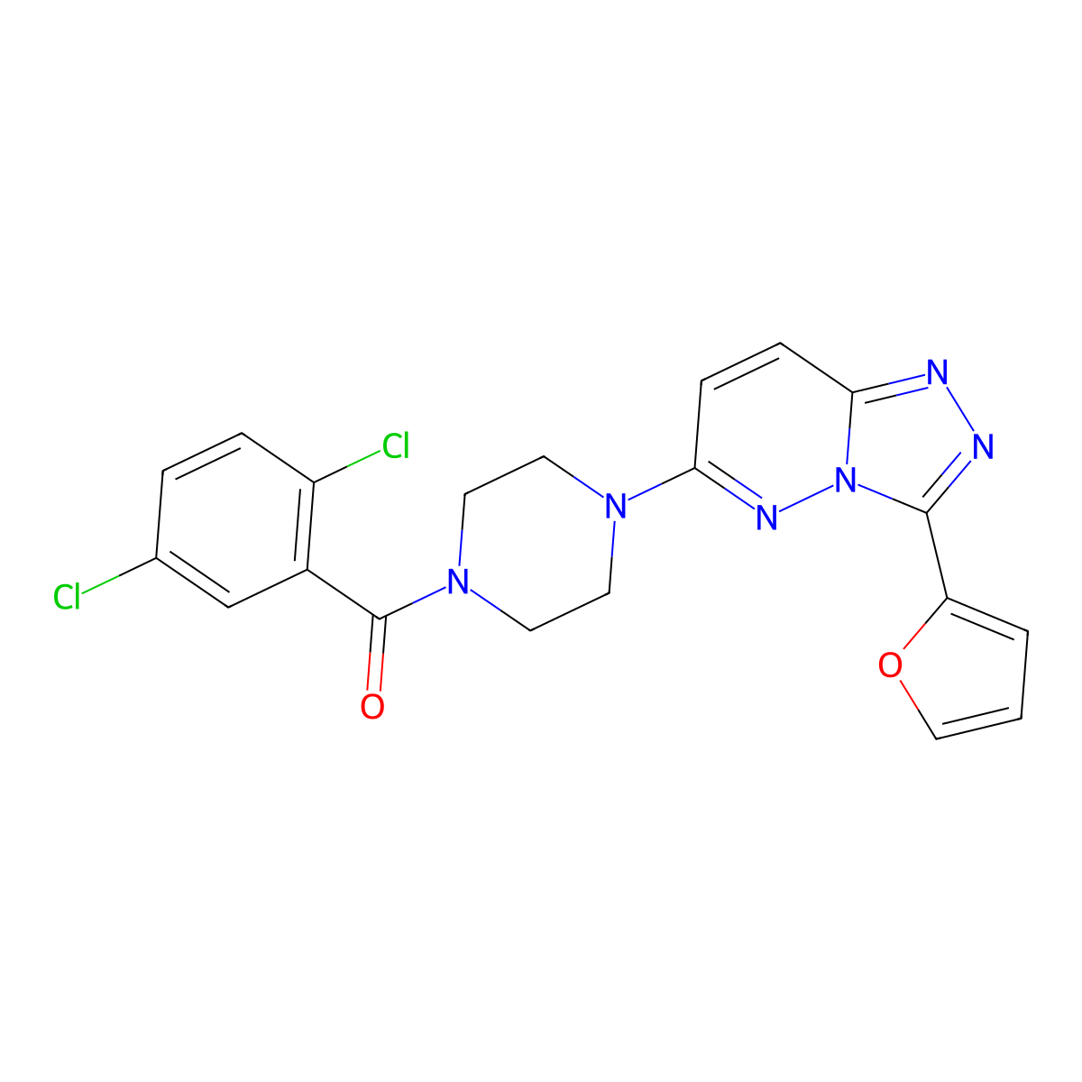 (2,5-Dichlorophenyl)(4-(3-(furan-2-yl)-[1,2,4]triazolo[4,3-b]pyridazin-6-yl)piperazin-1-yl)methanone molecular structure, CAS 1105249-74-8