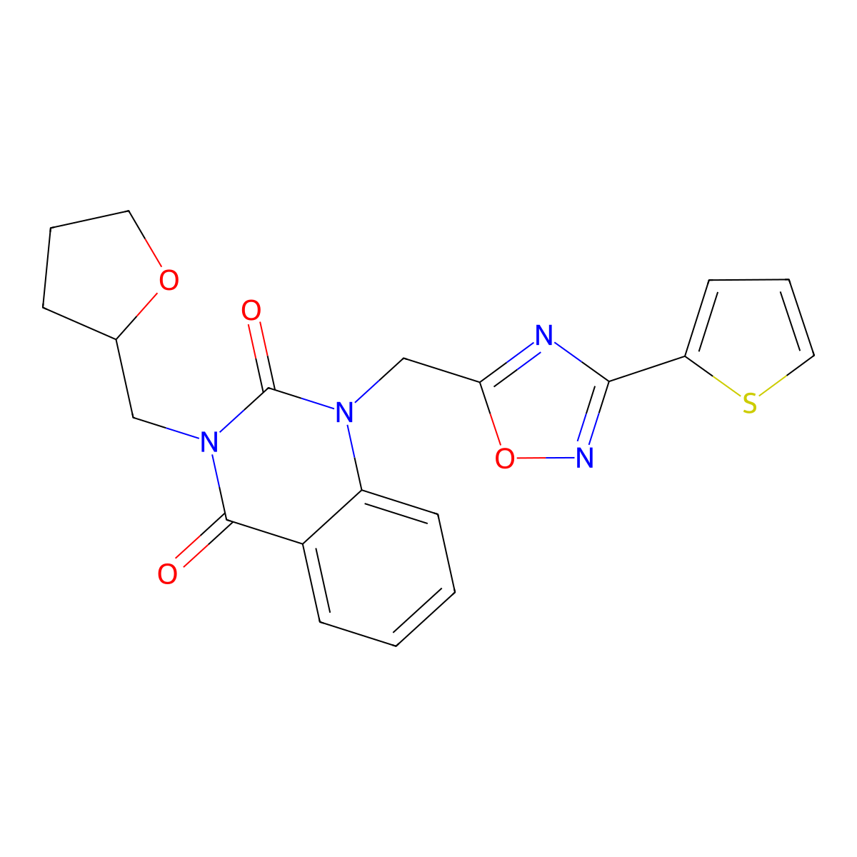 3-[(Oxolan-2-yl)methyl]-1-{[3-(thiophen-2-yl)-1,2,4-oxadiazol-5-yl]methyl}-1,2,3,4-tetrahydroquinazoline-2,4-dione molecular structure, CAS 1105249-85-1