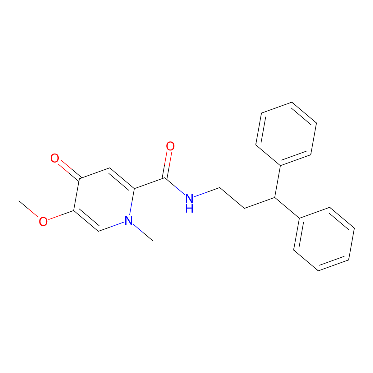 N-(3,3-diphenylpropyl)-5-methoxy-1-methyl-4-oxo-1,4-dihydropyridine-2-carboxamide molecular structure, CAS 1105249-86-2