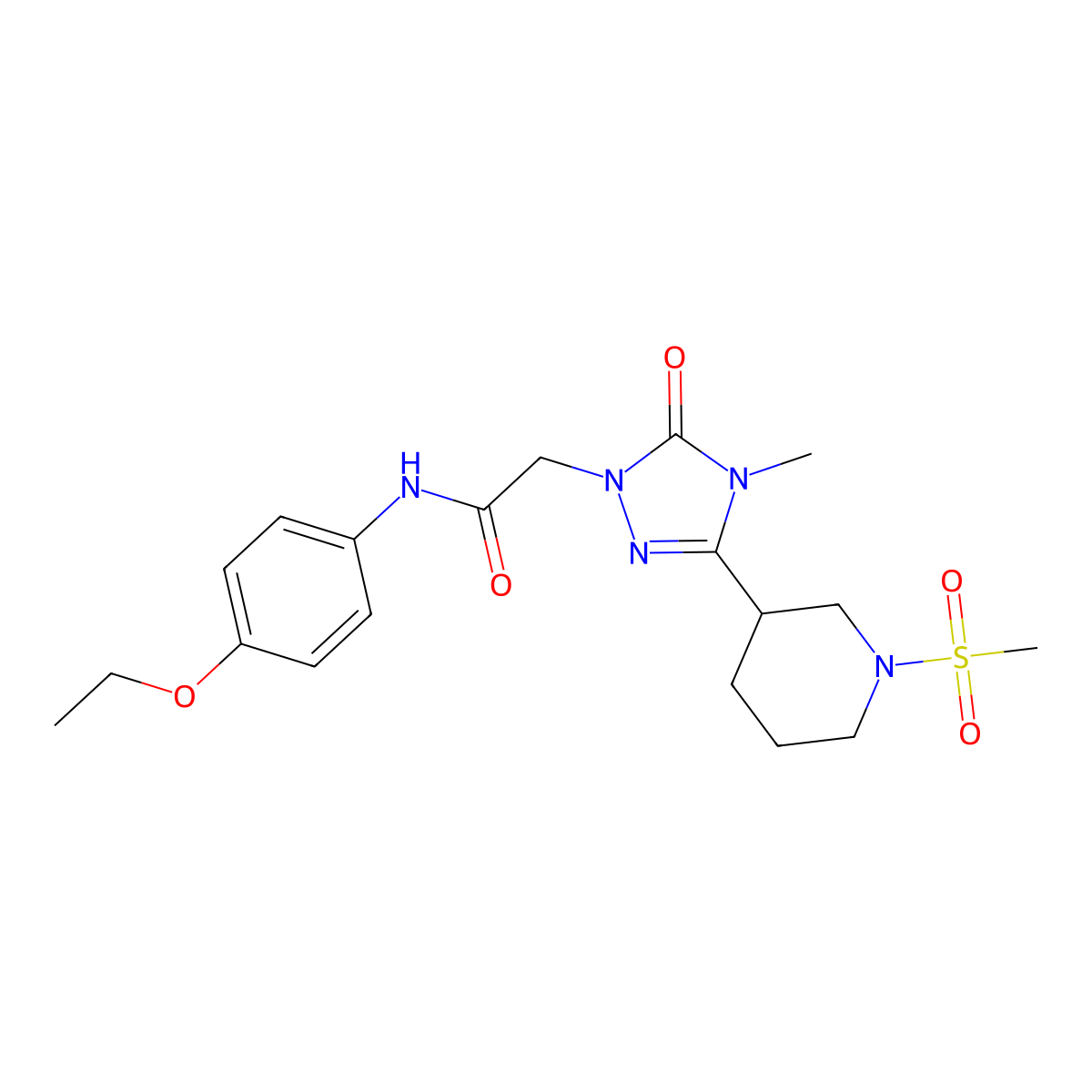 N-(4-ethoxyphenyl)-2-(4-methyl-3-(1-(methylsulfonyl)piperidin-3-yl)-5-oxo-4,5-dihydro-1H-1,2,4-triazol-1-yl)acetamide molecular structure, CAS 1105249-87-3