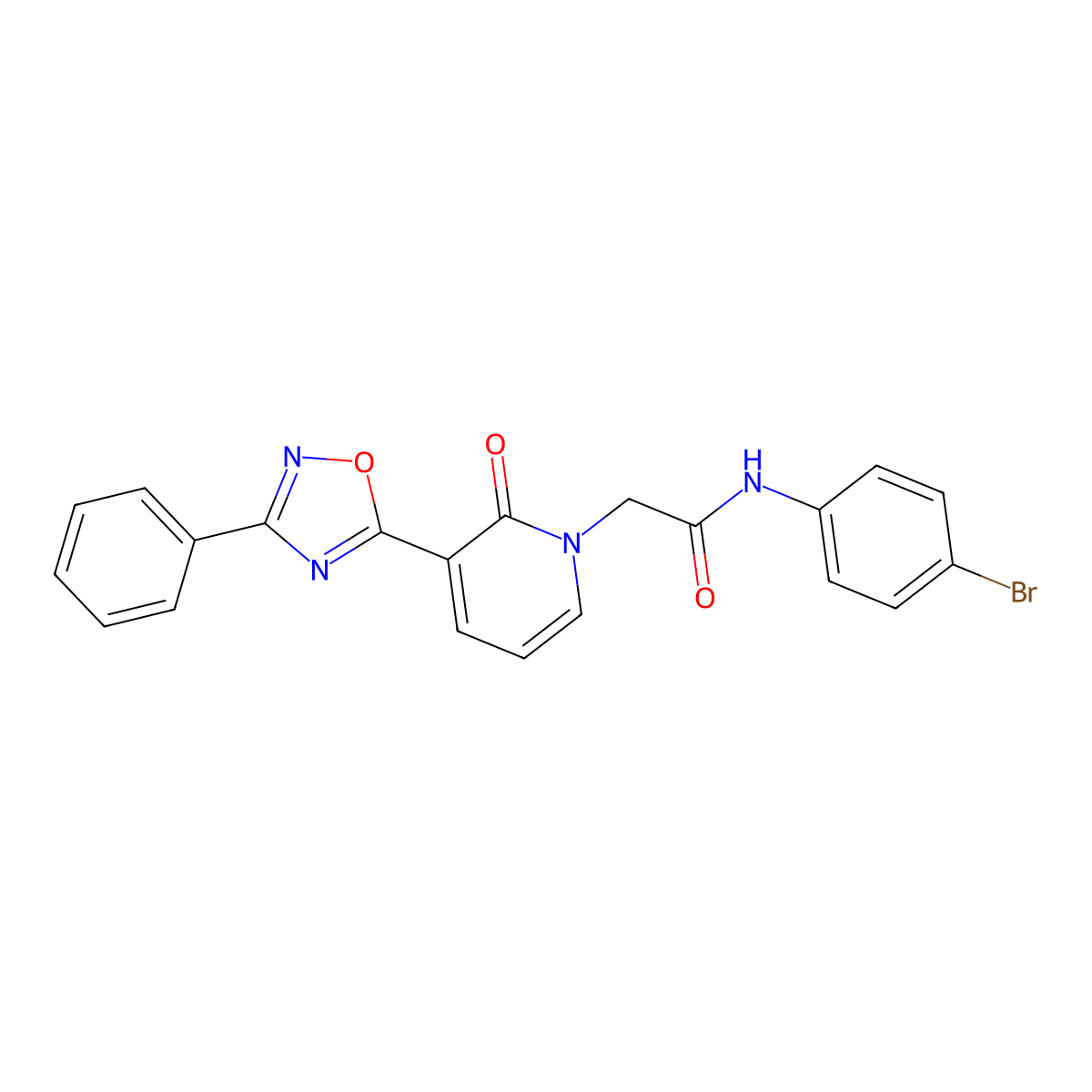 N-(4-bromophenyl)-2-[2-oxo-3-(3-phenyl-1,2,4-oxadiazol-5-yl)pyridin-1(2H)-yl]acetamide molecular structure, CAS 1105249-88-4