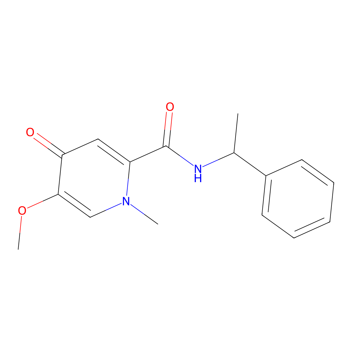 5-methoxy-1-methyl-4-oxo-N-(1-phenylethyl)-1,4-dihydropyridine-2-carboxamide molecular structure, CAS 1105249-98-6