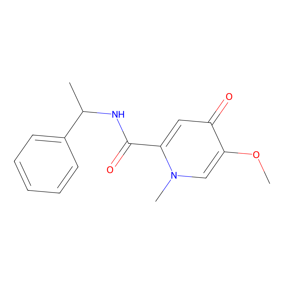 5-methoxy-1-methyl-4-oxo-N-(1-phenylethyl)-1,4-dihydropyridine-2-carboxamide molecular structure, CAS 1105249-98-6