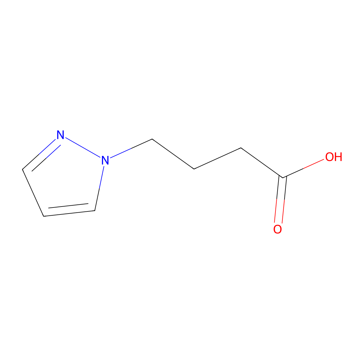 Pyrazole-1-butyric acid molecular structure, CAS 110525-56-9