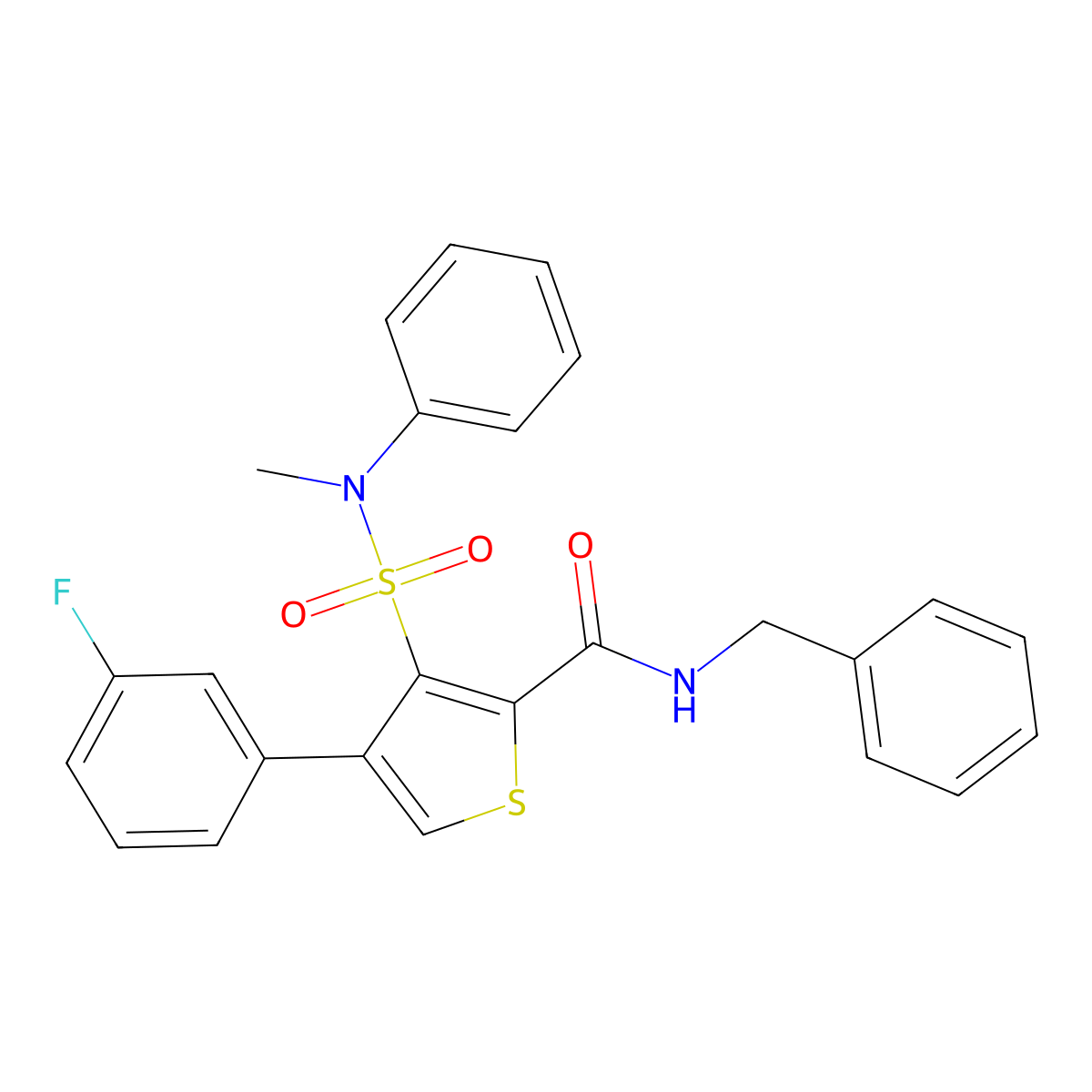 N-benzyl-4-(3-fluorophenyl)-3-[methyl(phenyl)sulfamoyl]thiophene-2-carboxamide molecular structure, CAS 1105250-15-4