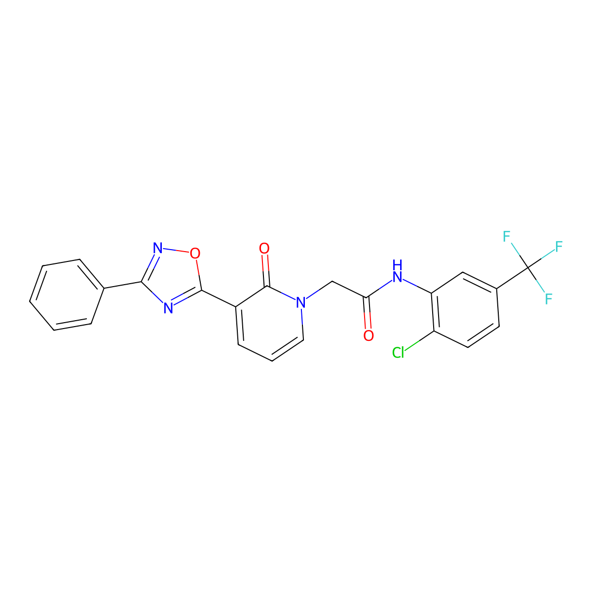 N-[2-chloro-5-(trifluoromethyl)phenyl]-2-[2-oxo-3-(3-phenyl-1,2,4-oxadiazol-5-yl)pyridin-1(2H)-yl]acetamide molecular structure, CAS 1105250-18-7