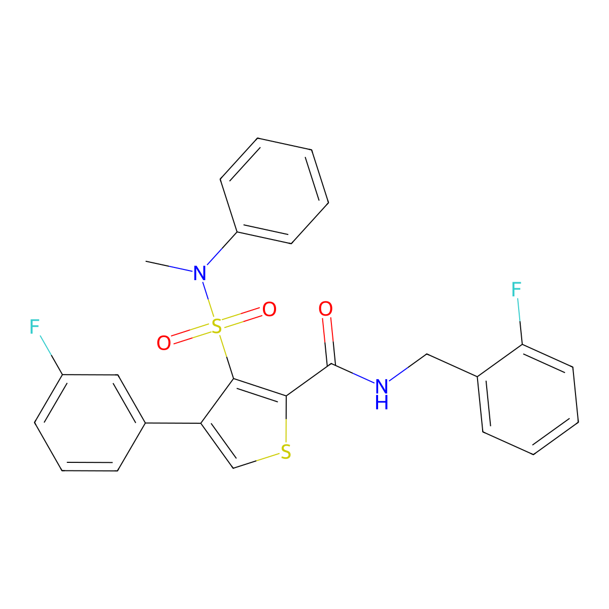 4-(3-fluorophenyl)-N-[(2-fluorophenyl)methyl]-3-[methyl(phenyl)sulfamoyl]thiophene-2-carboxamide molecular structure, CAS 1105250-21-2