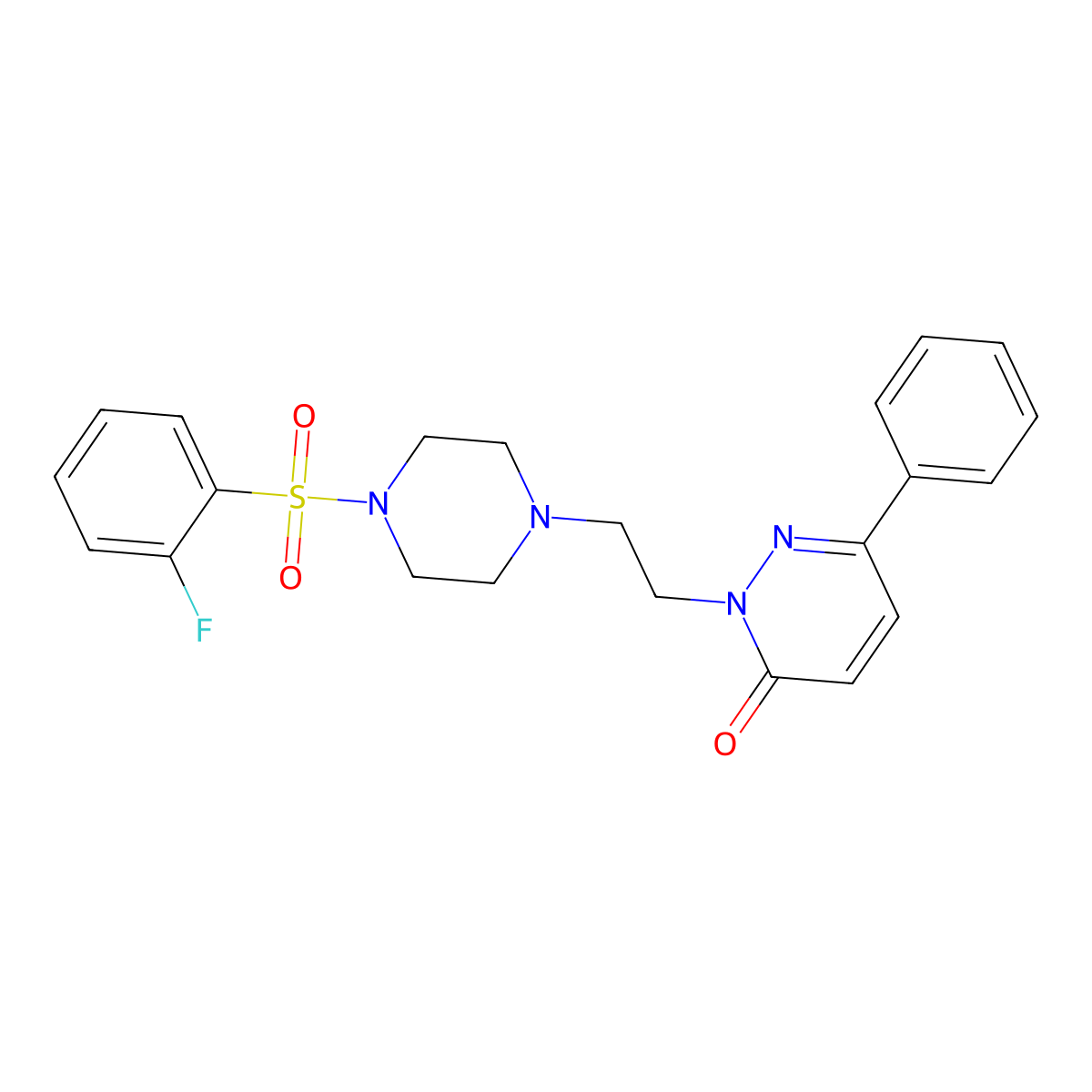 2-(2-(4-((2-fluorophenyl)sulfonyl)piperazin-1-yl)ethyl)-6-phenylpyridazin-3(2H)-one molecular structure, CAS 1105250-23-4