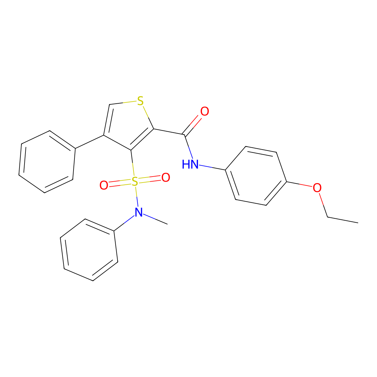 N-(4-ethoxyphenyl)-3-[methyl(phenyl)sulfamoyl]-4-phenylthiophene-2-carboxamide molecular structure, CAS 1105250-24-5