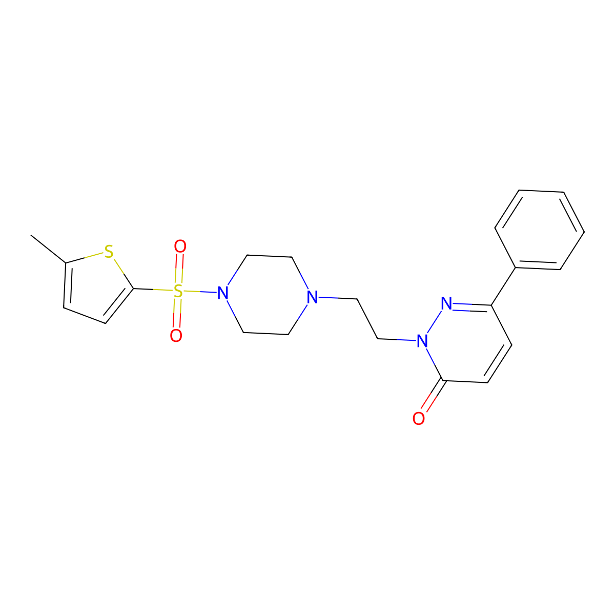 2-(2-(4-((5-methylthiophen-2-yl)sulfonyl)piperazin-1-yl)ethyl)-6-phenylpyridazin-3(2H)-one molecular structure, CAS 1105250-29-0