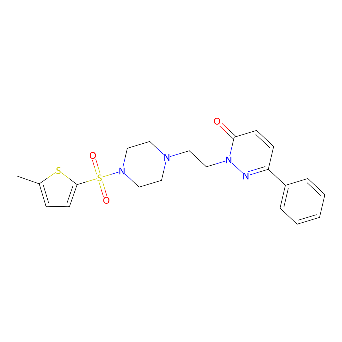 2-(2-(4-((5-methylthiophen-2-yl)sulfonyl)piperazin-1-yl)ethyl)-6-phenylpyridazin-3(2H)-one molecular structure, CAS 1105250-29-0