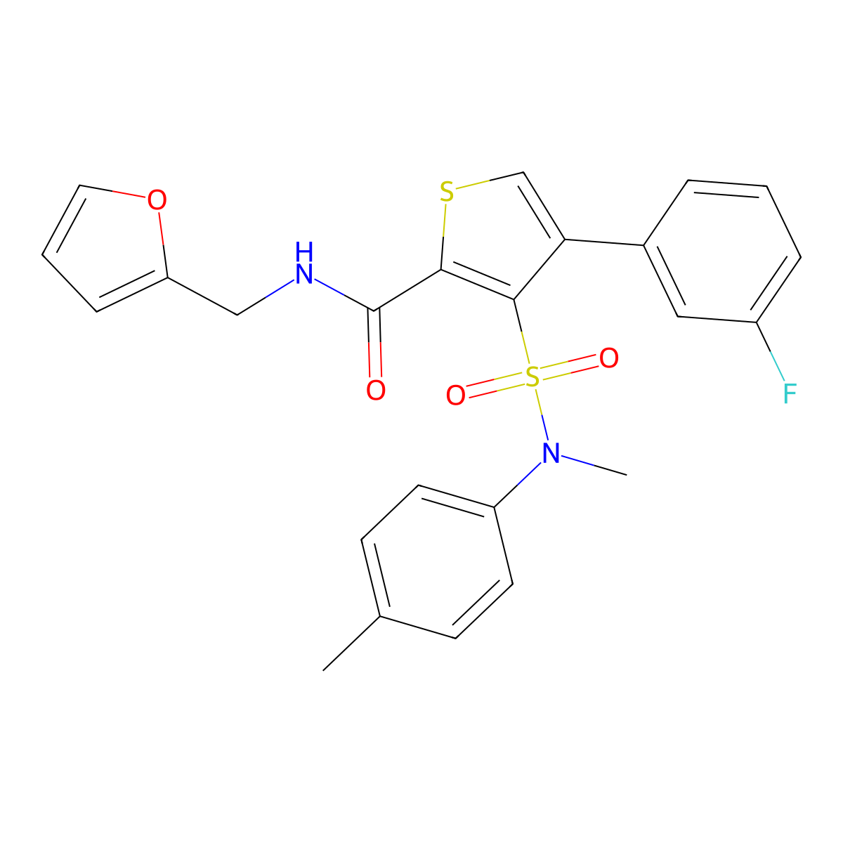 4-(3-fluorophenyl)-N-[(furan-2-yl)methyl]-3-[methyl(4-methylphenyl)sulfamoyl]thiophene-2-carboxamide molecular structure, CAS 1105250-33-6