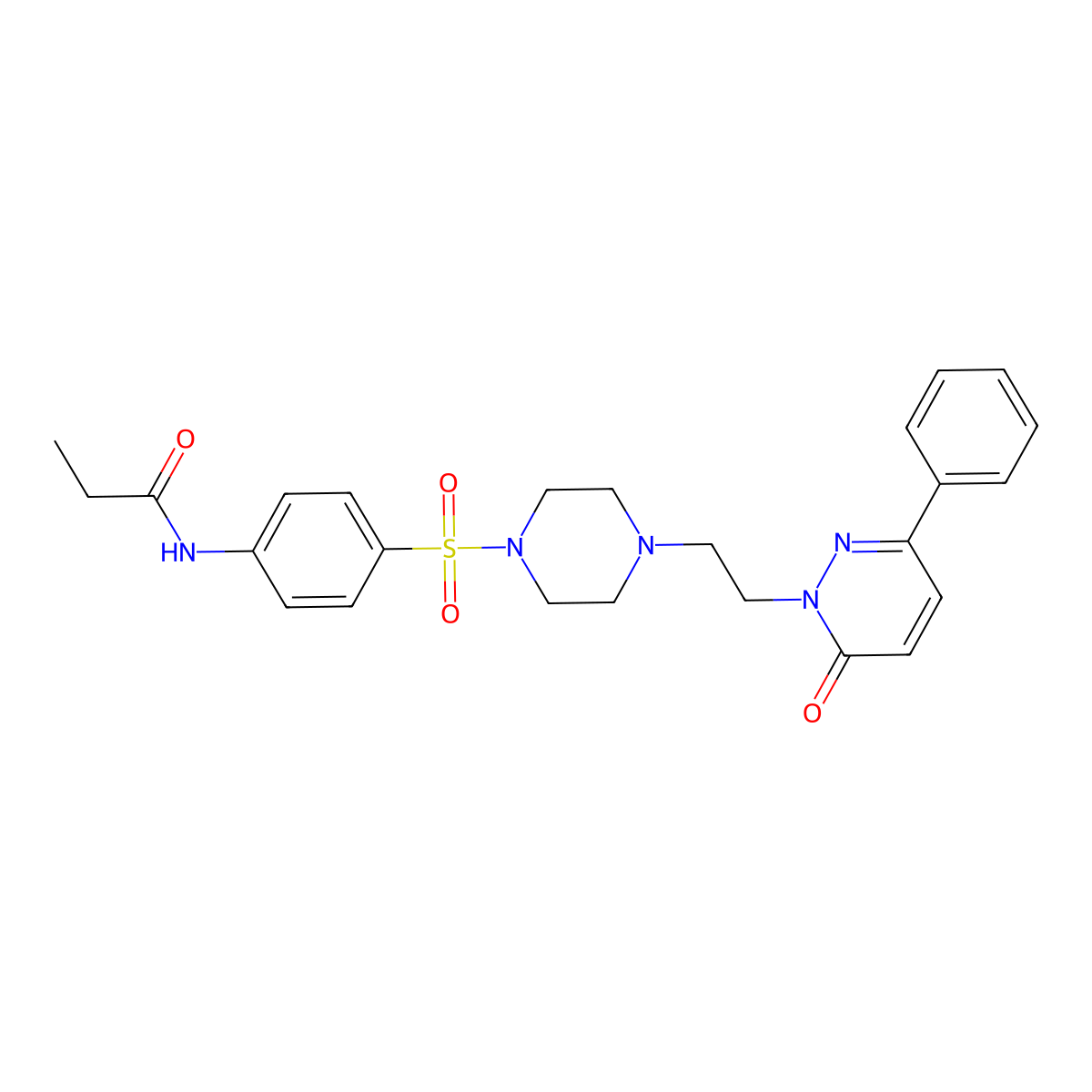 N-(4-((4-(2-(6-oxo-3-phenylpyridazin-1(6H)-yl)ethyl)piperazin-1-yl)sulfonyl)phenyl)propionamide molecular structure, CAS 1105250-35-8