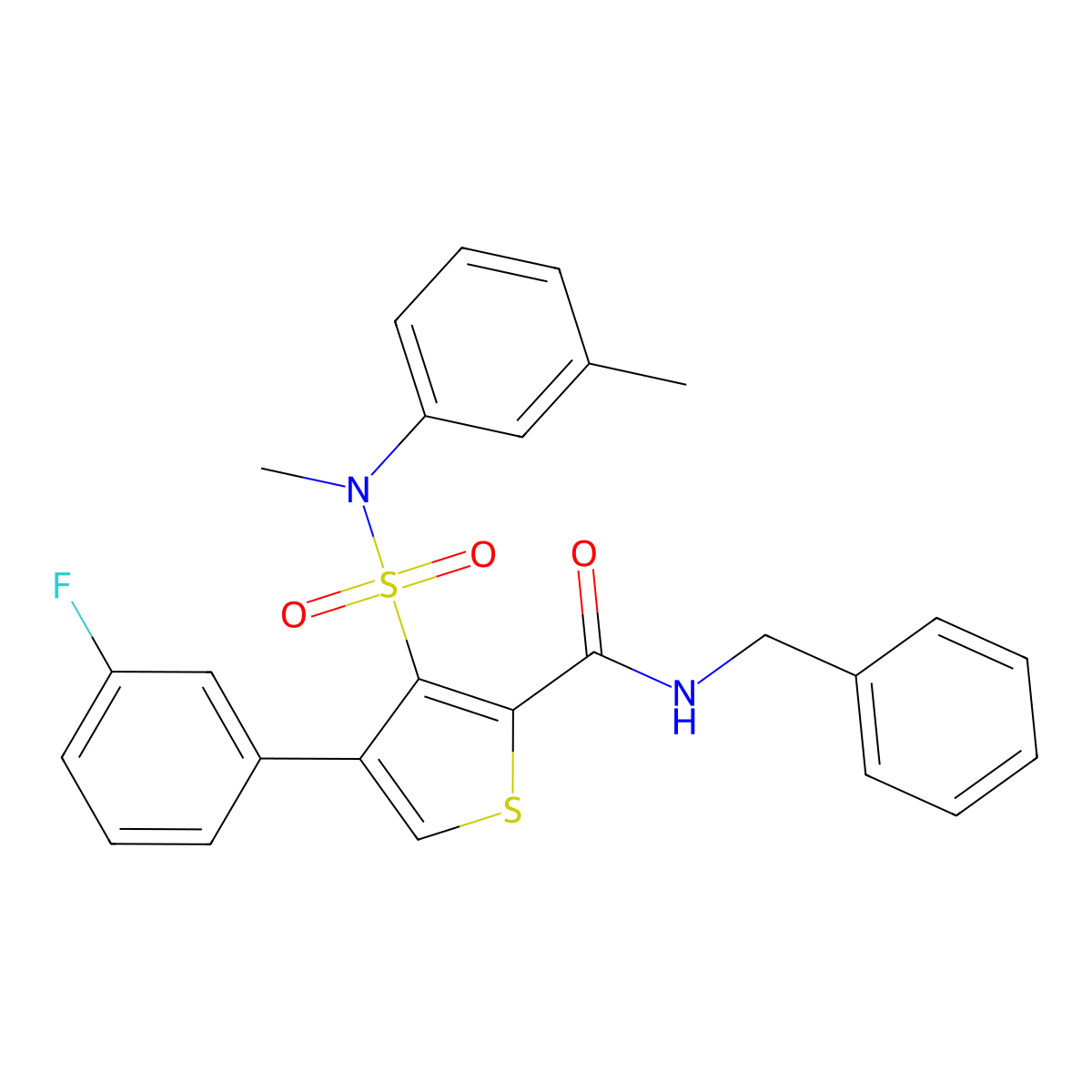 N-benzyl-4-(3-fluorophenyl)-3-[methyl(3-methylphenyl)sulfamoyl]thiophene-2-carboxamide molecular structure, CAS 1105250-39-2