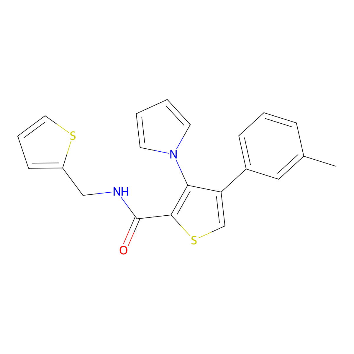 4-(3-methylphenyl)-3-(1H-pyrrol-1-yl)-N-[(thiophen-2-yl)methyl]thiophene-2-carboxamide molecular structure, CAS 1105250-45-0