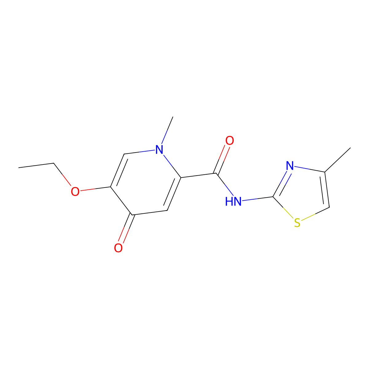 5-ethoxy-1-methyl-N-(4-methylthiazol-2-yl)-4-oxo-1,4-dihydropyridine-2-carboxamide molecular structure, CAS 1105250-46-1