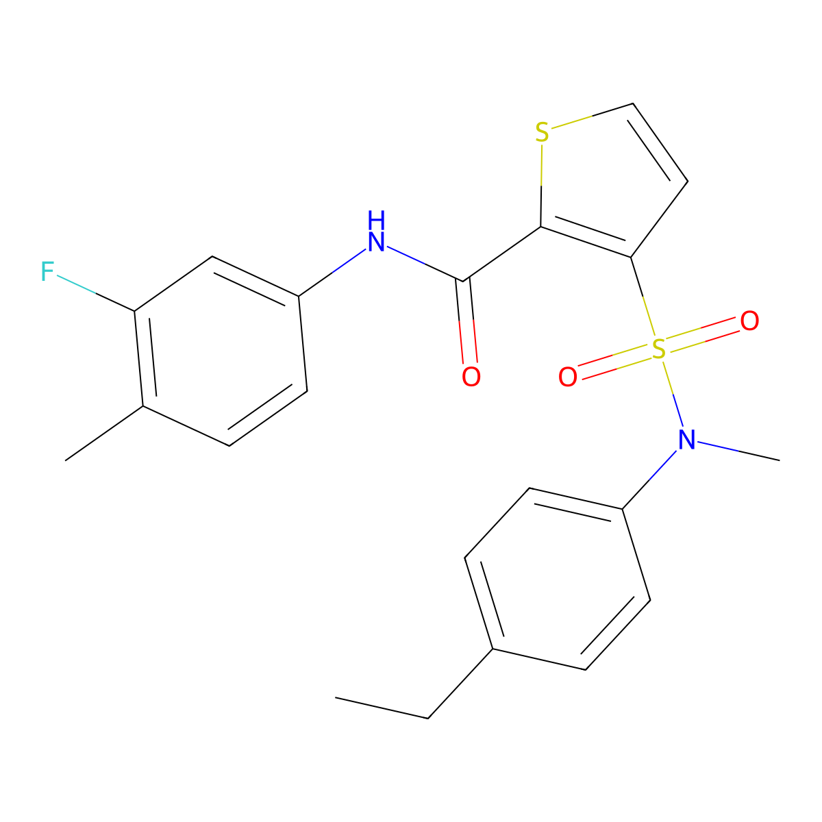 3-[(4-ethylphenyl)(methyl)sulfamoyl]-N-(3-fluoro-4-methylphenyl)thiophene-2-carboxamide molecular structure, CAS 1105250-54-1