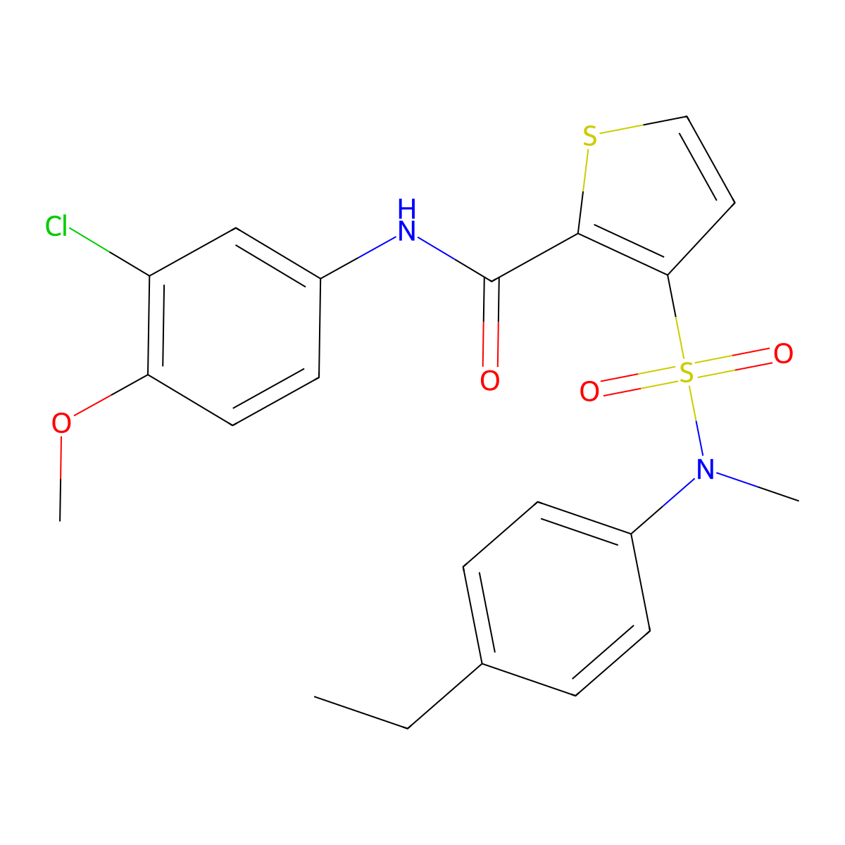 N-(3-chloro-4-methoxyphenyl)-3-[(4-ethylphenyl)(methyl)sulfamoyl]thiophene-2-carboxamide molecular structure, CAS 1105250-60-9