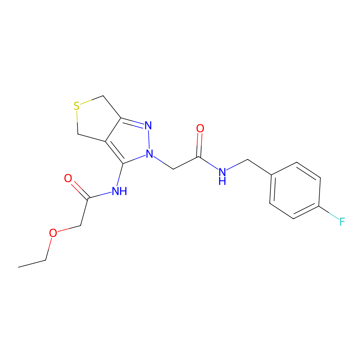 2-ethoxy-N-(2-(2-((4-fluorobenzyl)amino)-2-oxoethyl)-4,6-dihydro-2H-thieno[3,4-c]pyrazol-3-yl)acetamide molecular structure, CAS 1105250-61-0