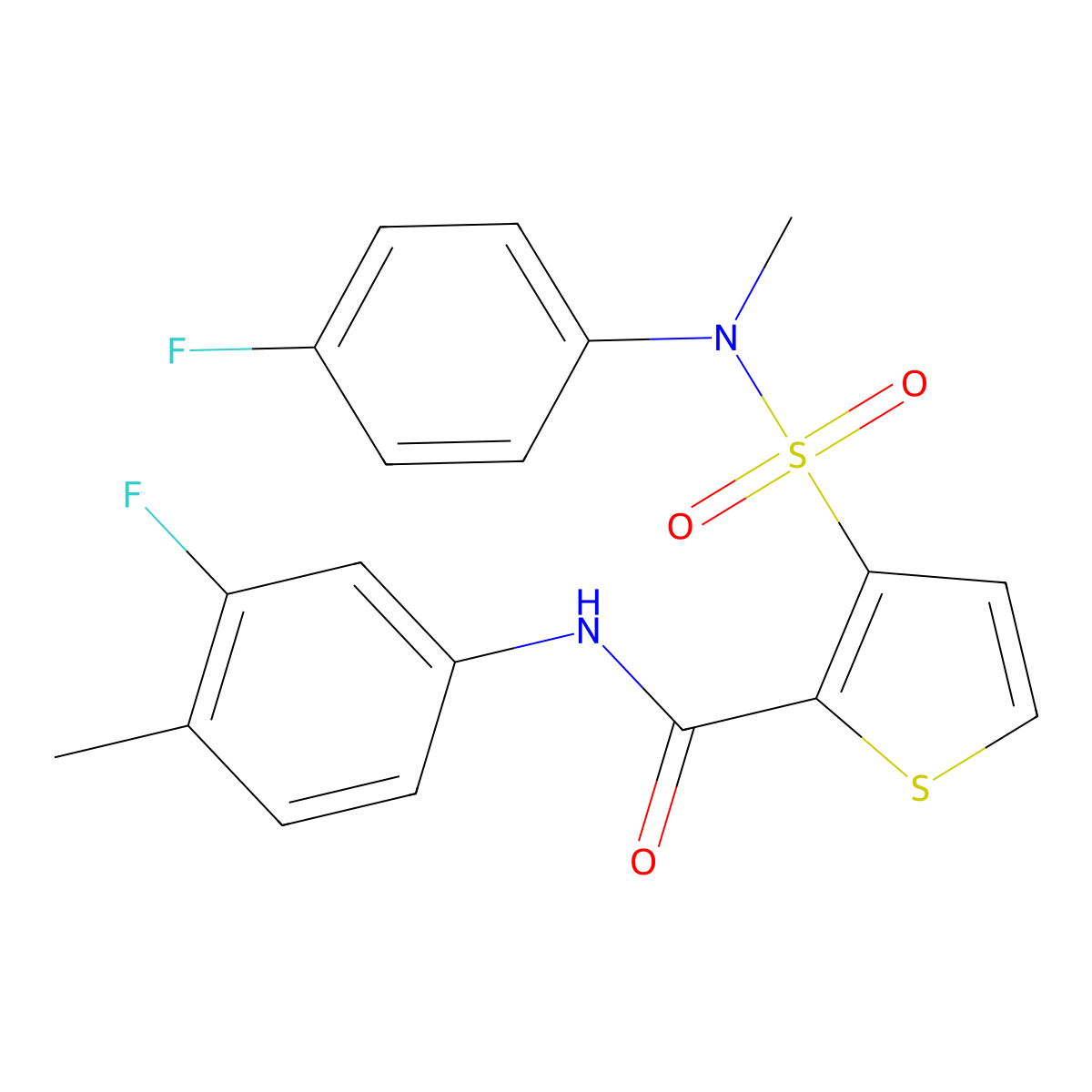 N-(3-fluoro-4-methylphenyl)-3-[(4-fluorophenyl)(methyl)sulfamoyl]thiophene-2-carboxamide molecular structure, CAS 1105250-66-5