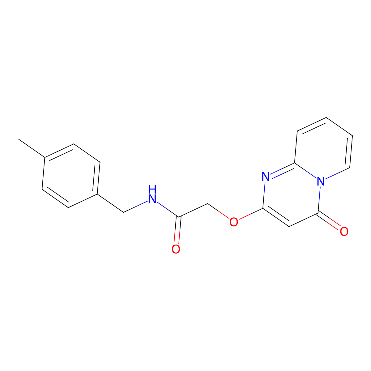 N-[(4-methylphenyl)methyl]-2-({4-oxo-4H-pyrido[1,2-a]pyrimidin-2-yl}oxy)acetamide molecular structure, CAS 1105250-71-2