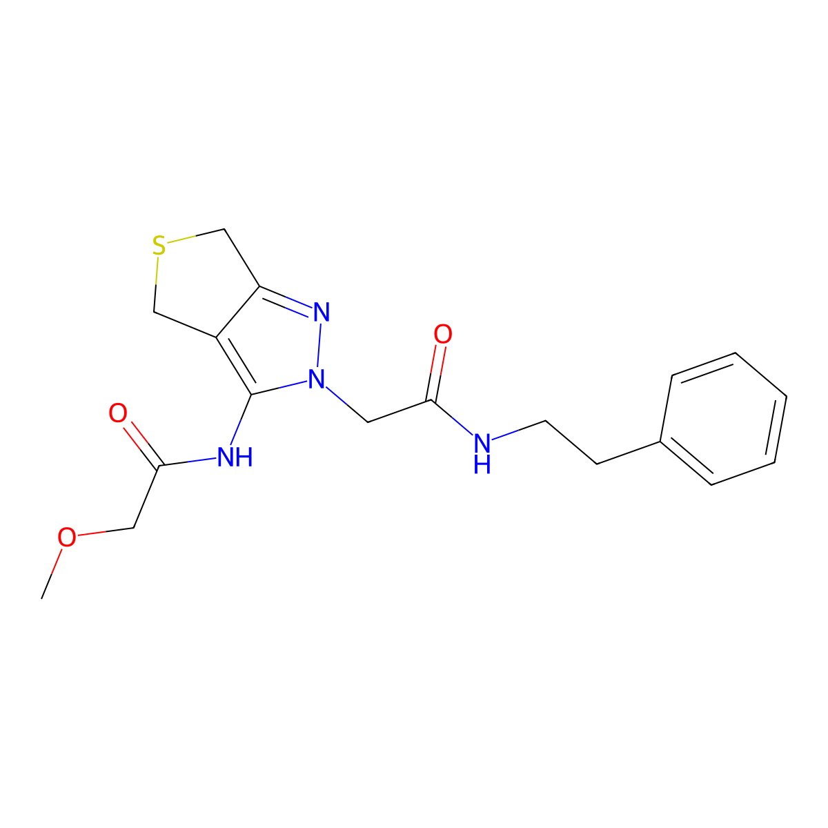 2-methoxy-N-(2-(2-oxo-2-(phenethylamino)ethyl)-4,6-dihydro-2H-thieno[3,4-c]pyrazol-3-yl)acetamide molecular structure, CAS 1105250-79-0
