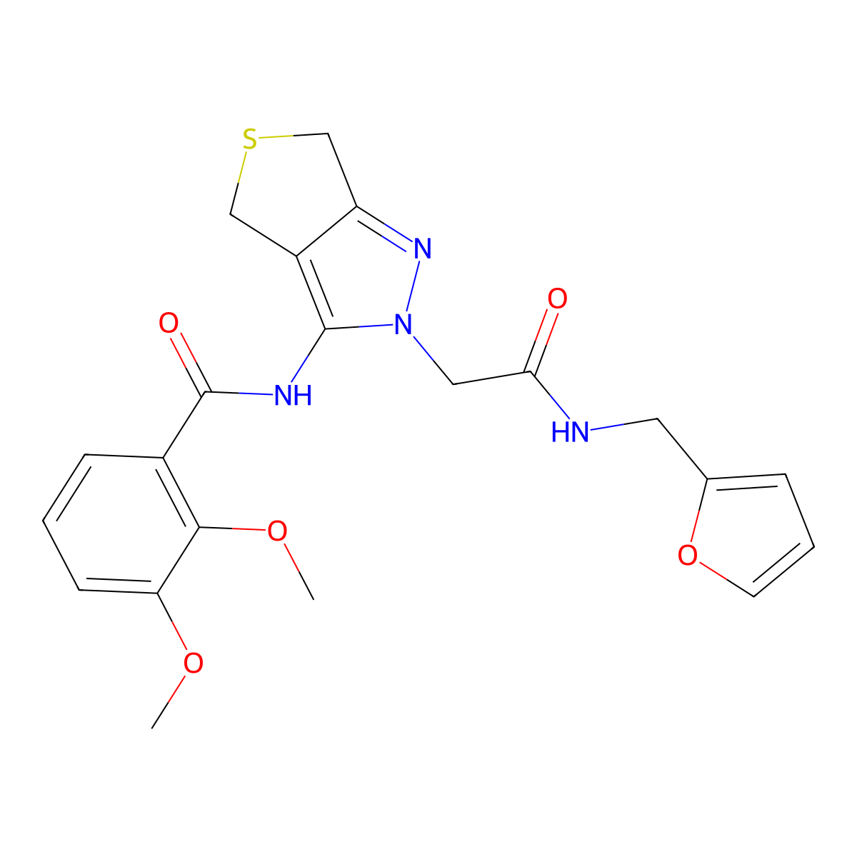 N-(2-(2-((furan-2-ylmethyl)amino)-2-oxoethyl)-4,6-dihydro-2H-thieno[3,4-c]pyrazol-3-yl)-2,3-dimethoxybenzamide molecular structure, CAS 1105250-80-3