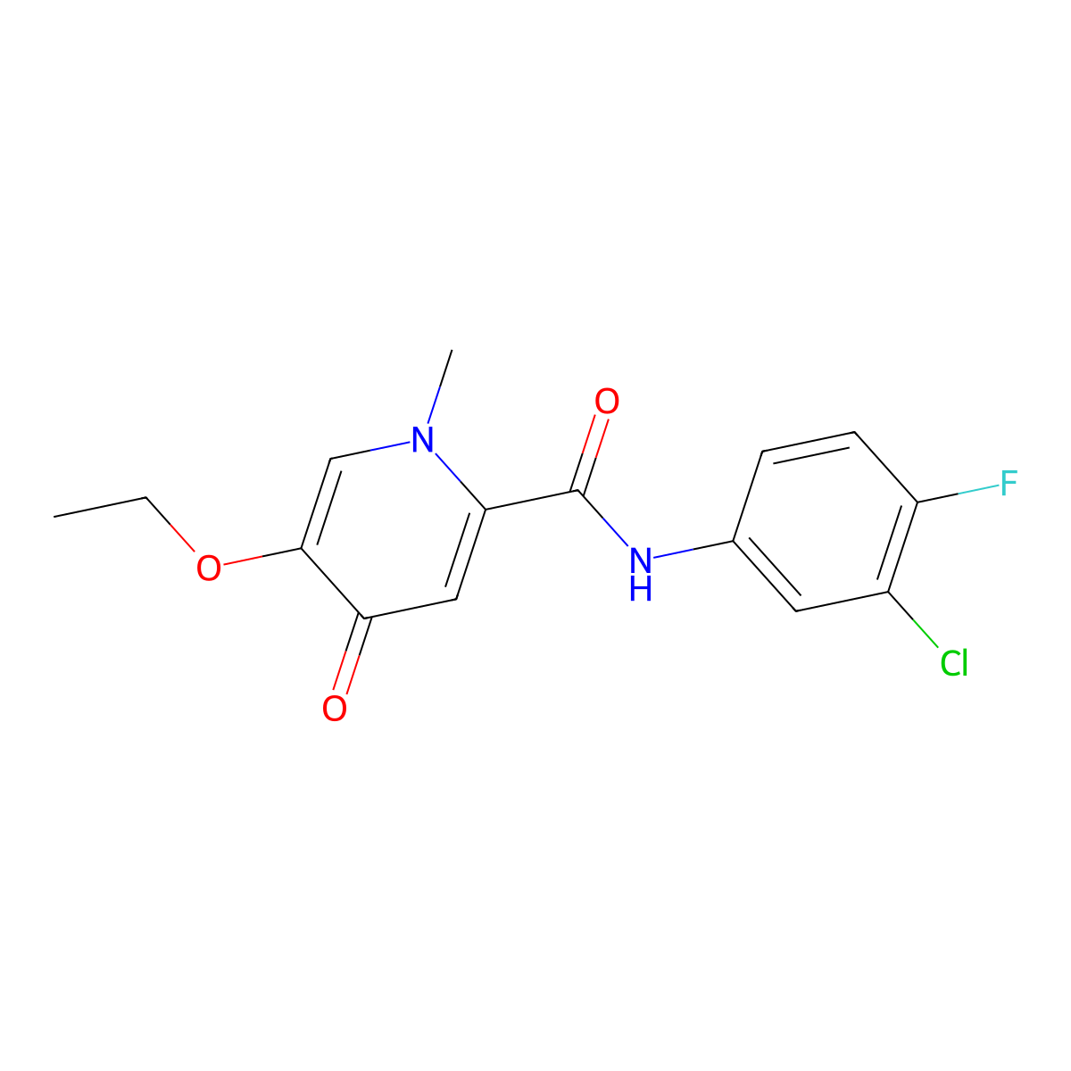 N-(3-chloro-4-fluorophenyl)-5-ethoxy-1-methyl-4-oxo-1,4-dihydropyridine-2-carboxamide molecular structure, CAS 1105250-88-1