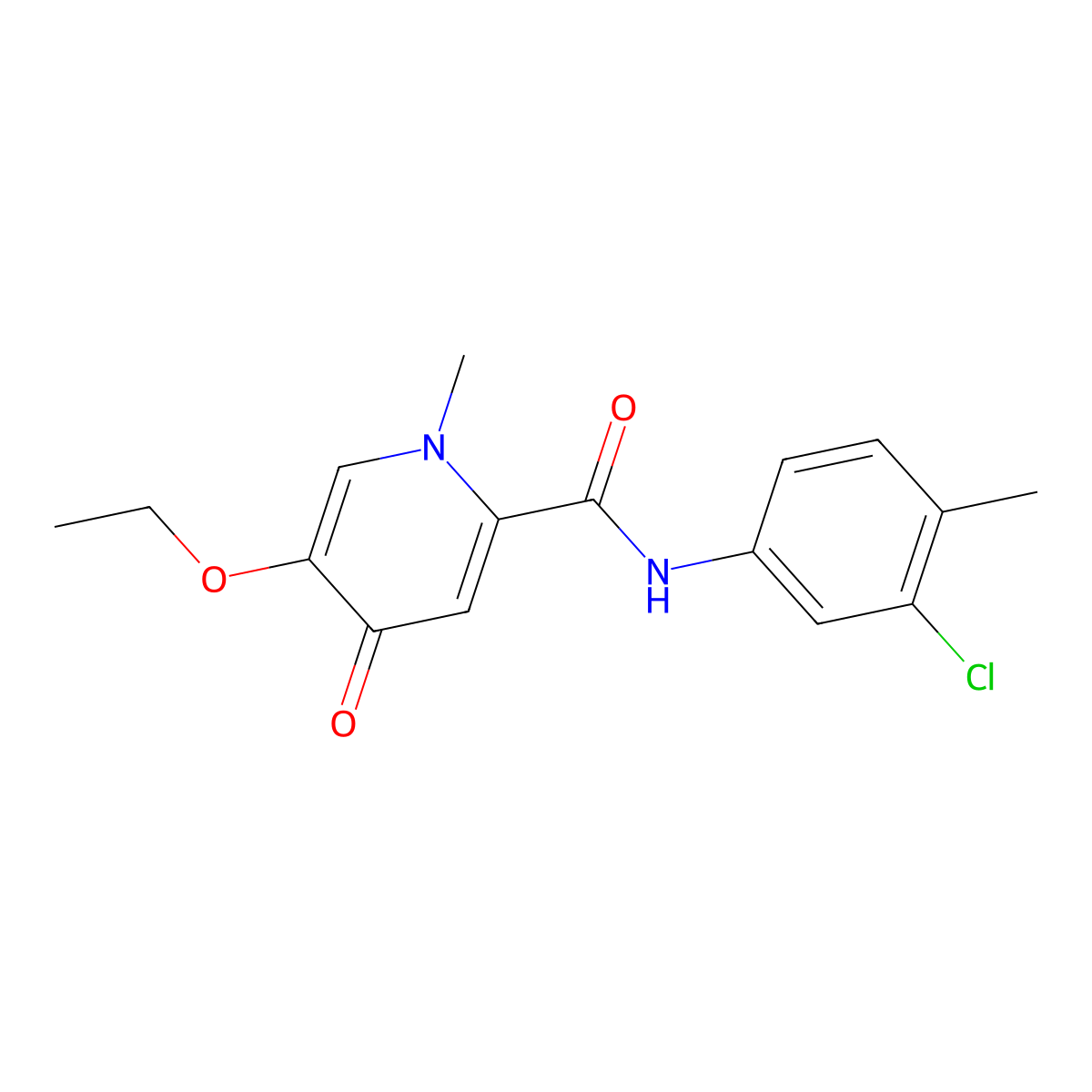 N-(3-chloro-4-methylphenyl)-5-ethoxy-1-methyl-4-oxo-1,4-dihydropyridine-2-carboxamide molecular structure, CAS 1105250-94-9