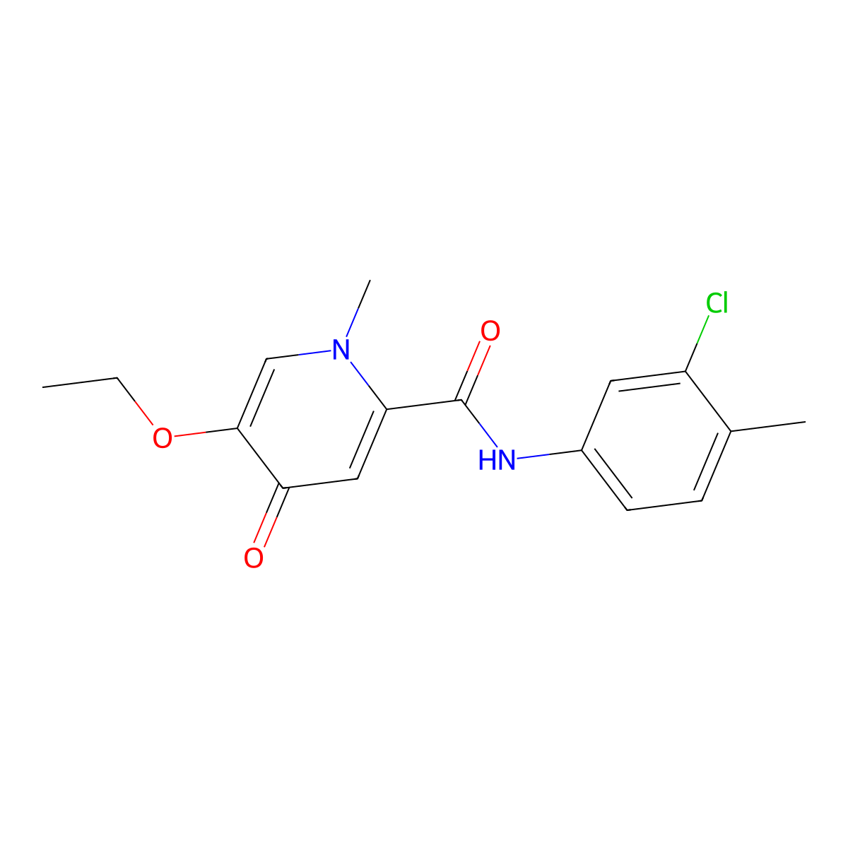 N-(3-chloro-4-methylphenyl)-5-ethoxy-1-methyl-4-oxo-1,4-dihydropyridine-2-carboxamide molecular structure, CAS 1105250-94-9