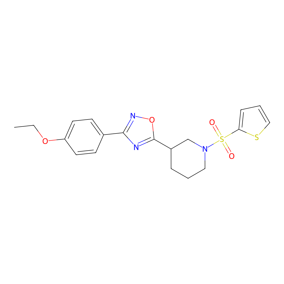 3-[3-(4-Ethoxyphenyl)-1,2,4-oxadiazol-5-yl]-1-(thiophene-2-sulfonyl)piperidine molecular structure, CAS 1105250-96-1