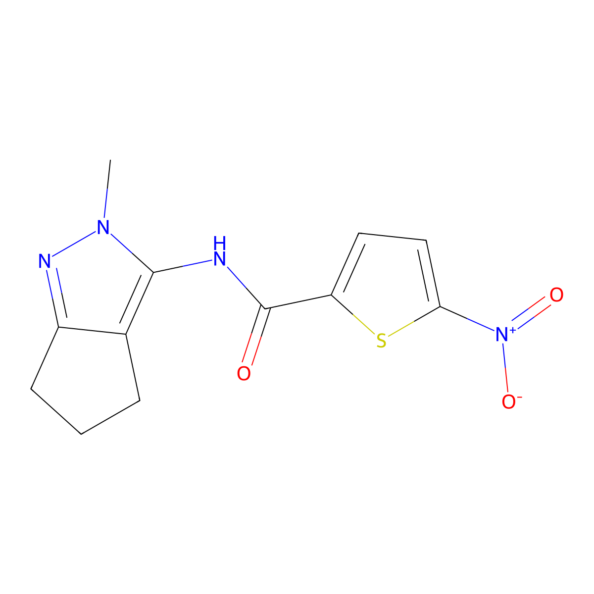 N-{2-methyl-2H,4H,5H,6H-cyclopenta[c]pyrazol-3-yl}-5-nitrothiophene-2-carboxamide molecular structure, CAS 1105251-16-8