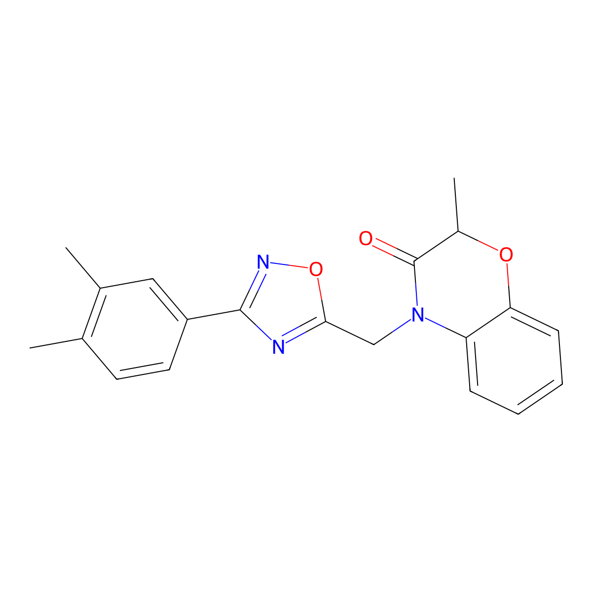 4-((3-(3,4-dimethylphenyl)-1,2,4-oxadiazol-5-yl)methyl)-2-methyl-2H-benzo[b][1,4]oxazin-3(4H)-one molecular structure, CAS 1105251-19-1