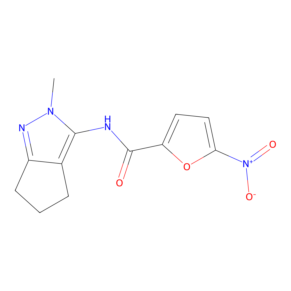 N-(2-methyl-2,4,5,6-tetrahydrocyclopenta[c]pyrazol-3-yl)-5-nitrofuran-2-carboxamide molecular structure, CAS 1105251-20-4