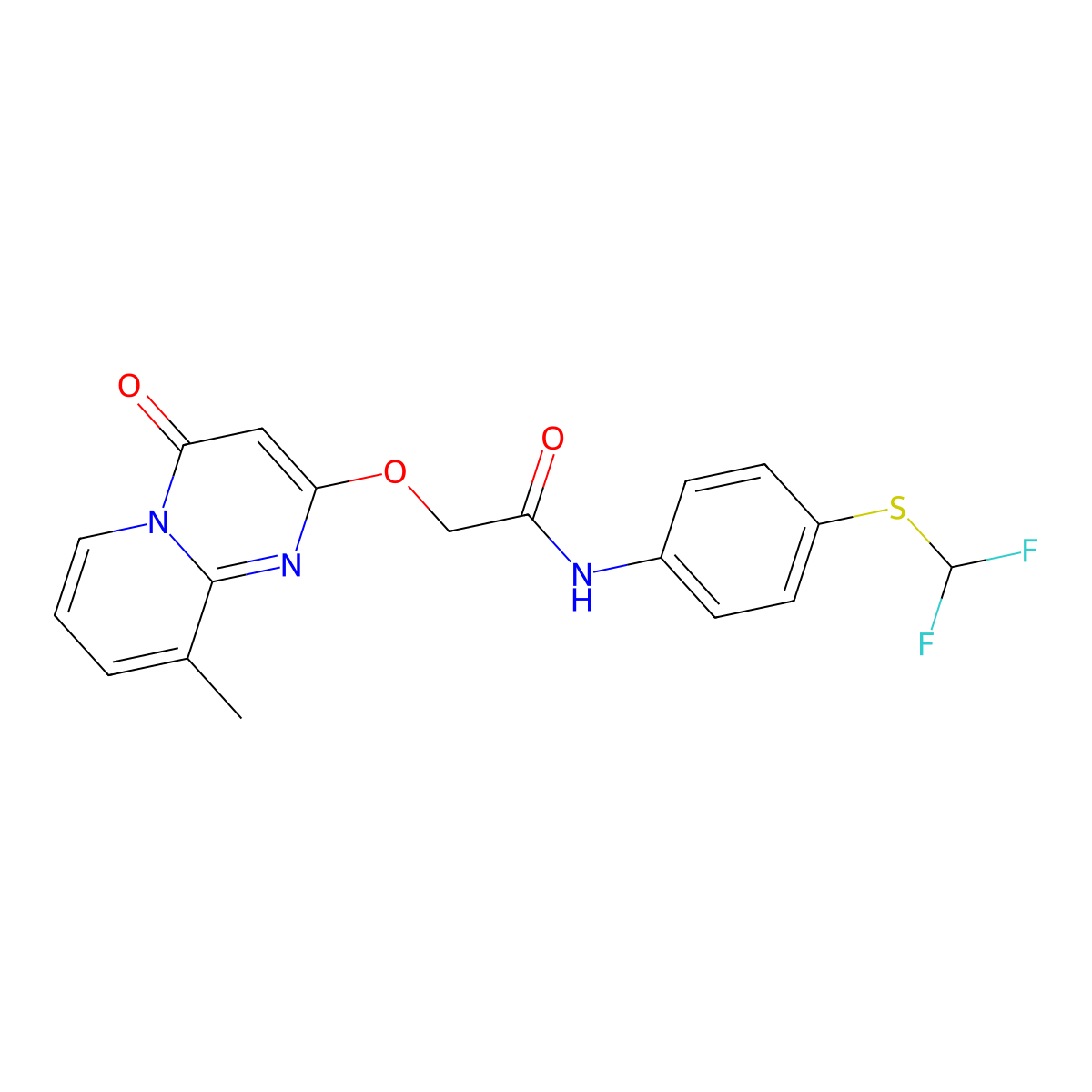 N-(4-((difluoromethyl)thio)phenyl)-2-((9-methyl-4-oxo-4H-pyrido[1,2-a]pyrimidin-2-yl)oxy)acetamide molecular structure, CAS 1105251-33-9