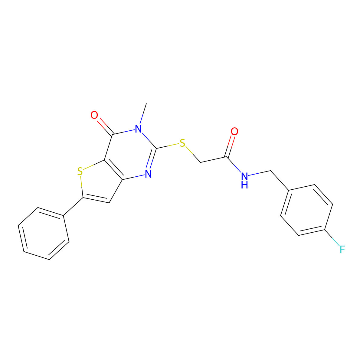 N-[(4-fluorophenyl)methyl]-2-({3-methyl-4-oxo-6-phenyl-3H,4H-thieno[3,2-d]pyrimidin-2-yl}sulfanyl)acetamide molecular structure, CAS 1105251-35-1