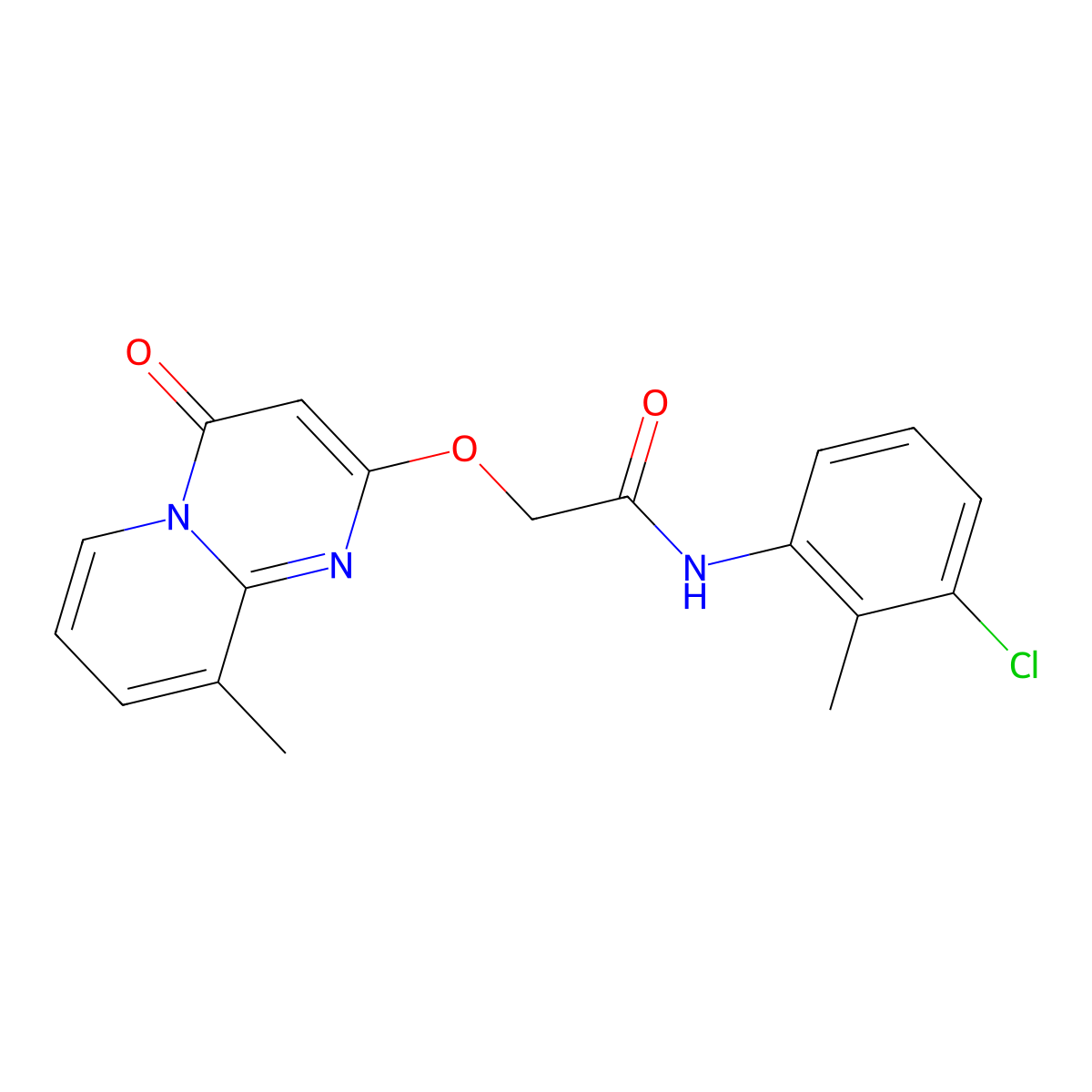 N-(3-chloro-2-methylphenyl)-2-((9-methyl-4-oxo-4H-pyrido[1,2-a]pyrimidin-2-yl)oxy)acetamide molecular structure, CAS 1105251-37-3