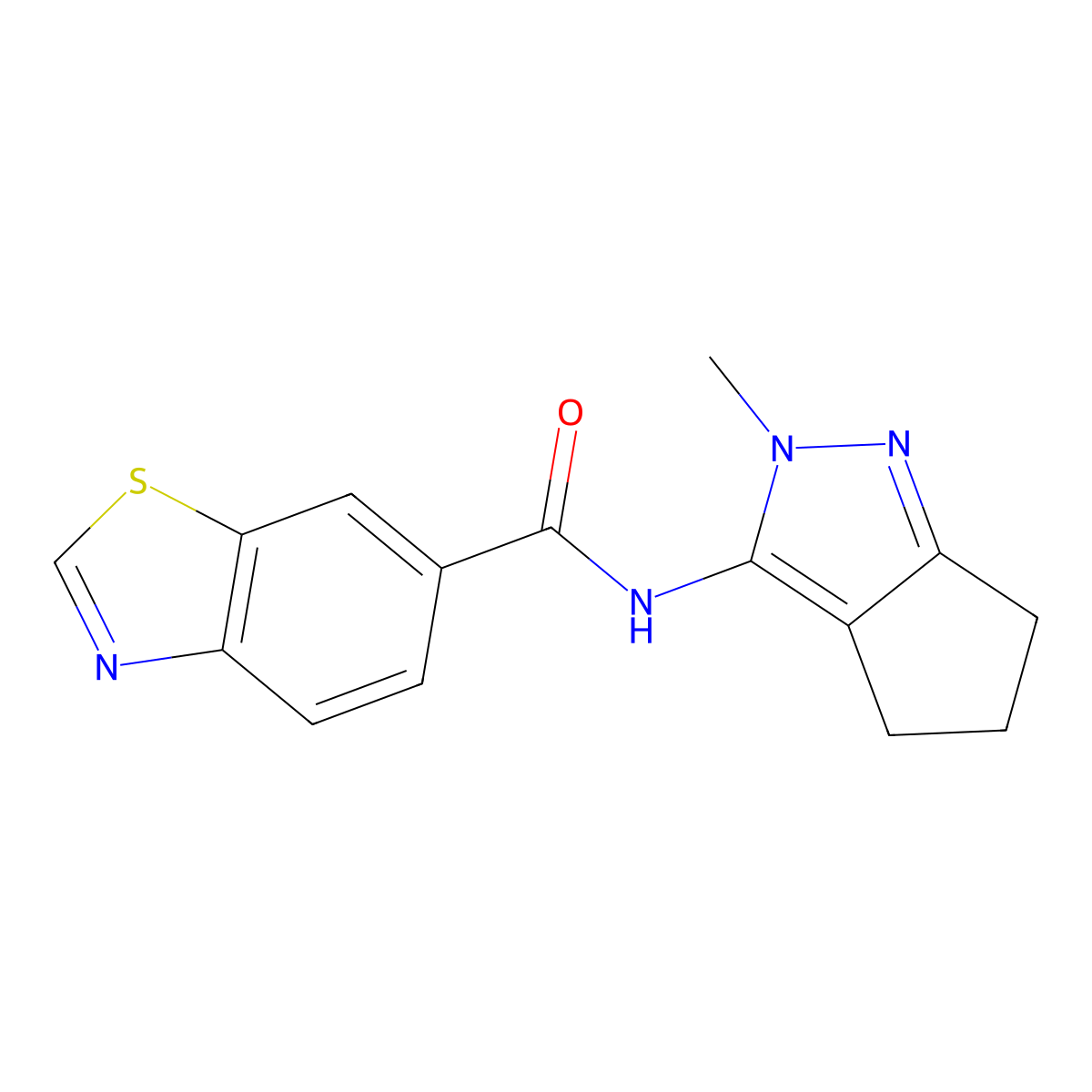 N-(2-methyl-2,4,5,6-tetrahydrocyclopenta[c]pyrazol-3-yl)benzo[d]thiazole-6-carboxamide molecular structure, CAS 1105251-45-3
