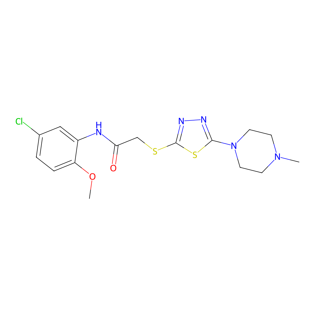 N-(5-chloro-2-methoxyphenyl)-2-((5-(4-methylpiperazin-1-yl)-1,3,4-thiadiazol-2-yl)thio)acetamide molecular structure, CAS 1105251-67-9