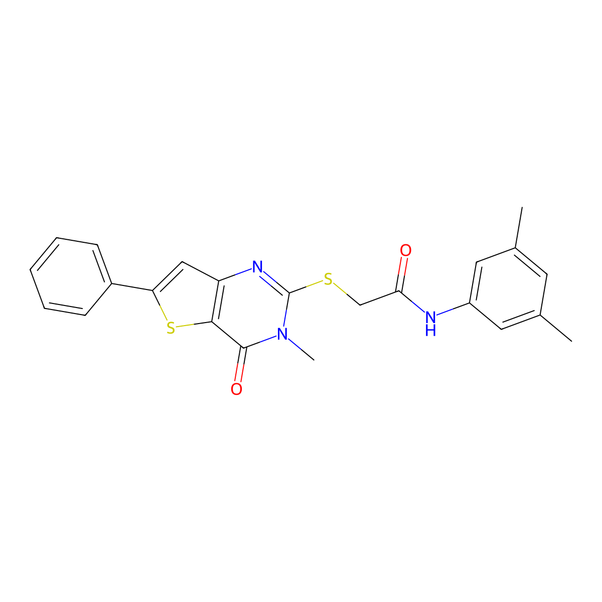 N-(3,5-dimethylphenyl)-2-({3-methyl-4-oxo-6-phenyl-3H,4H-thieno[3,2-d]pyrimidin-2-yl}sulfanyl)acetamide molecular structure, CAS 1105251-68-0
