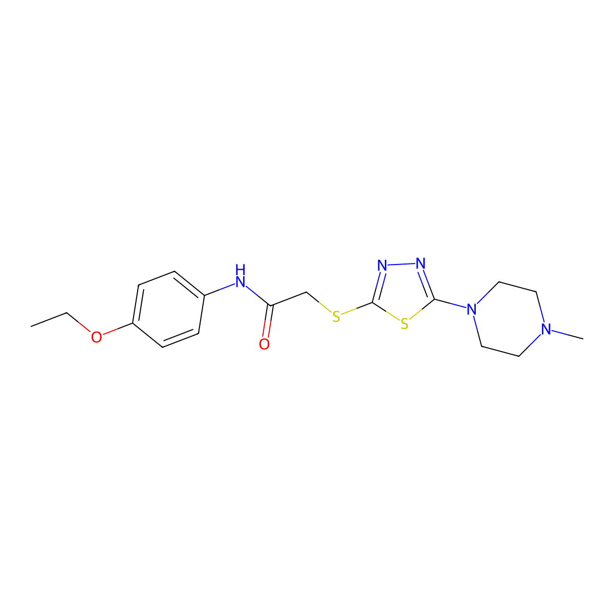 N-(4-ethoxyphenyl)-2-((5-(4-methylpiperazin-1-yl)-1,3,4-thiadiazol-2-yl)thio)acetamide molecular structure, CAS 1105251-71-5