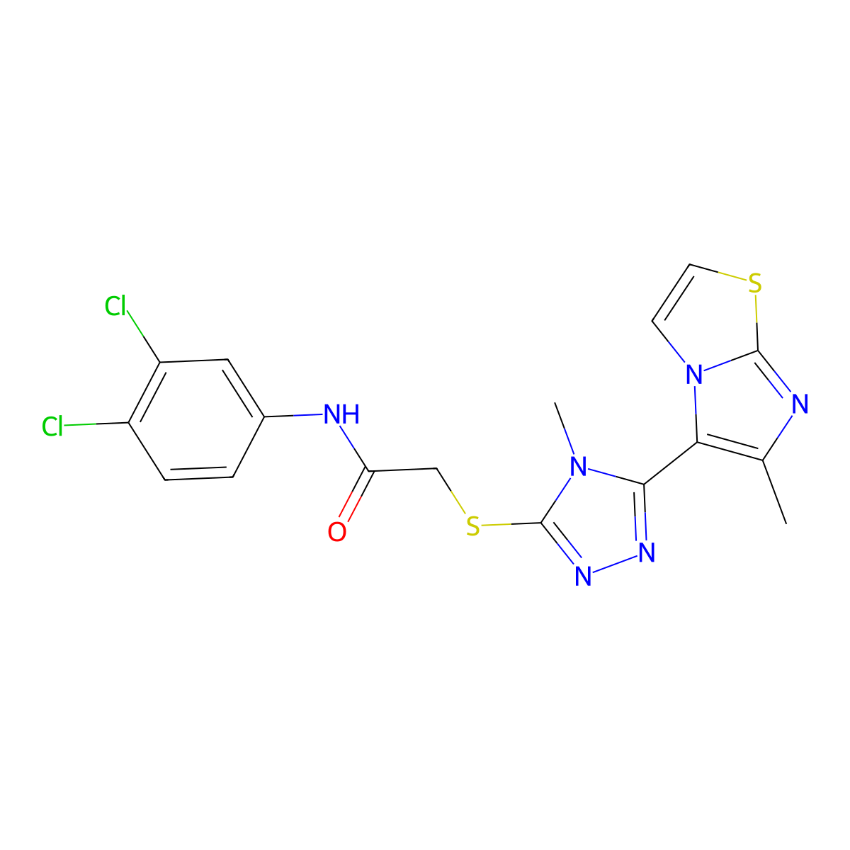 N-(3,4-dichlorophenyl)-2-((4-methyl-5-(6-methylimidazo[2,1-b]thiazol-5-yl)-4H-1,2,4-triazol-3-yl)thio)acetamide molecular structure, CAS 1105251-74-8
