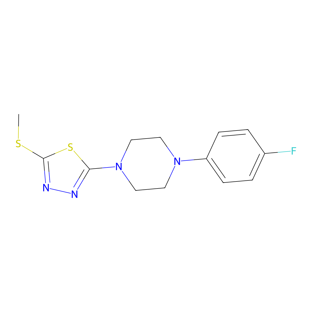 2-(4-(4-Fluorophenyl)piperazin-1-yl)-5-(methylthio)-1,3,4-thiadiazole molecular structure, CAS 1105251-79-3