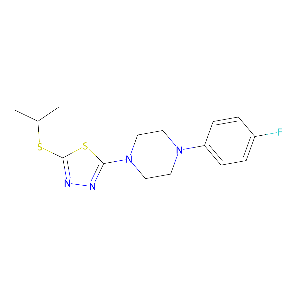2-(4-(4-Fluorophenyl)piperazin-1-yl)-5-(isopropylthio)-1,3,4-thiadiazole molecular structure, CAS 1105251-83-9