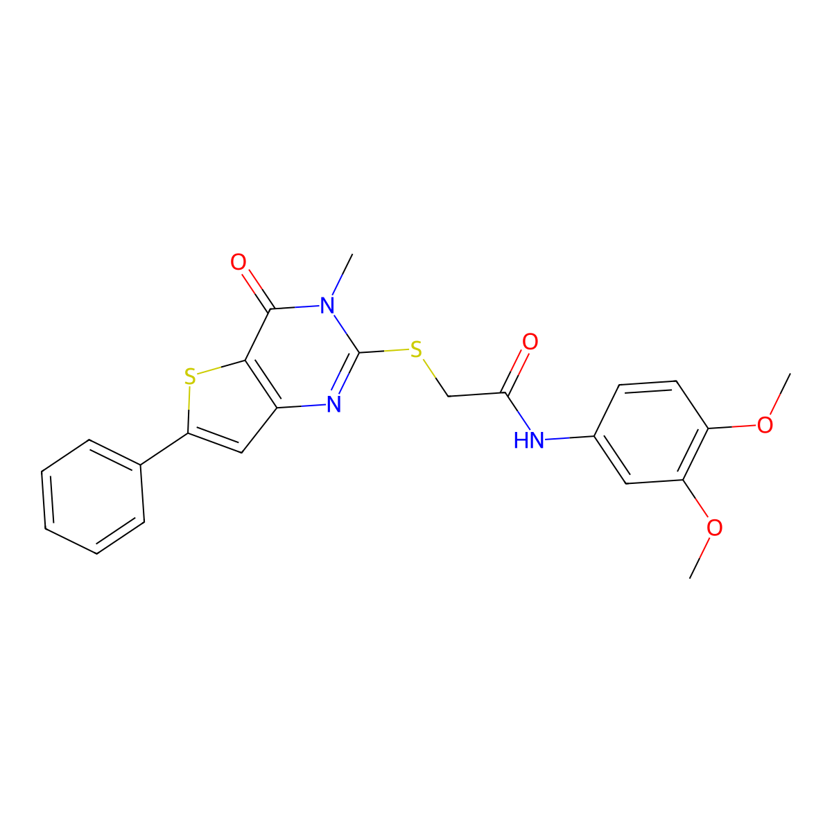 N-(3,4-dimethoxyphenyl)-2-({3-methyl-4-oxo-6-phenyl-3H,4H-thieno[3,2-d]pyrimidin-2-yl}sulfanyl)acetamide molecular structure, CAS 1105251-88-4