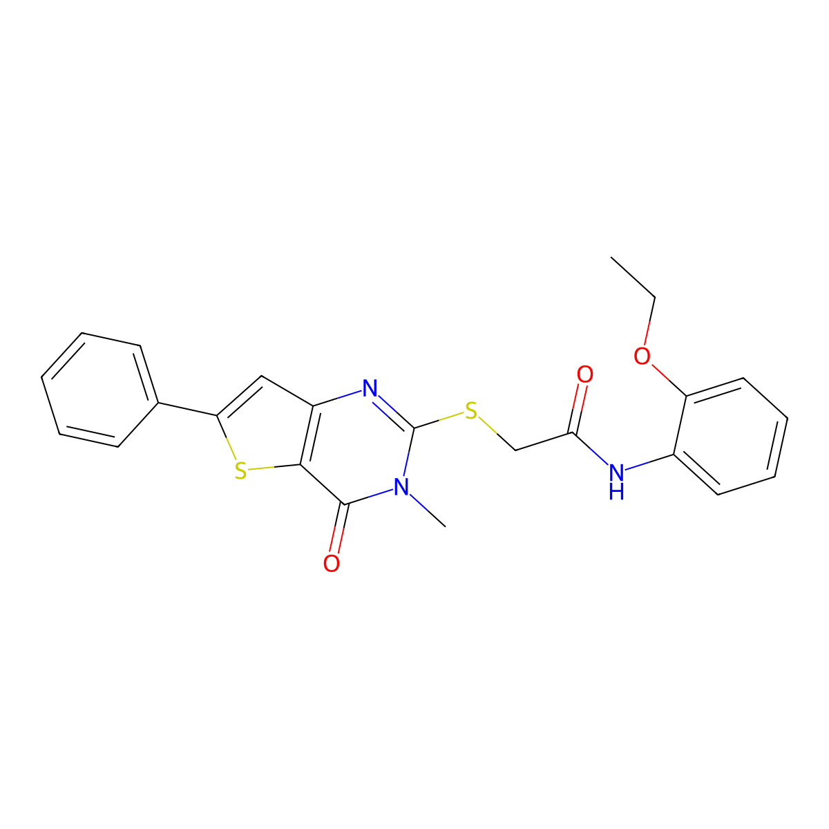 N-(2-ethoxyphenyl)-2-({3-methyl-4-oxo-6-phenyl-3H,4H-thieno[3,2-d]pyrimidin-2-yl}sulfanyl)acetamide molecular structure, CAS 1105251-91-9
