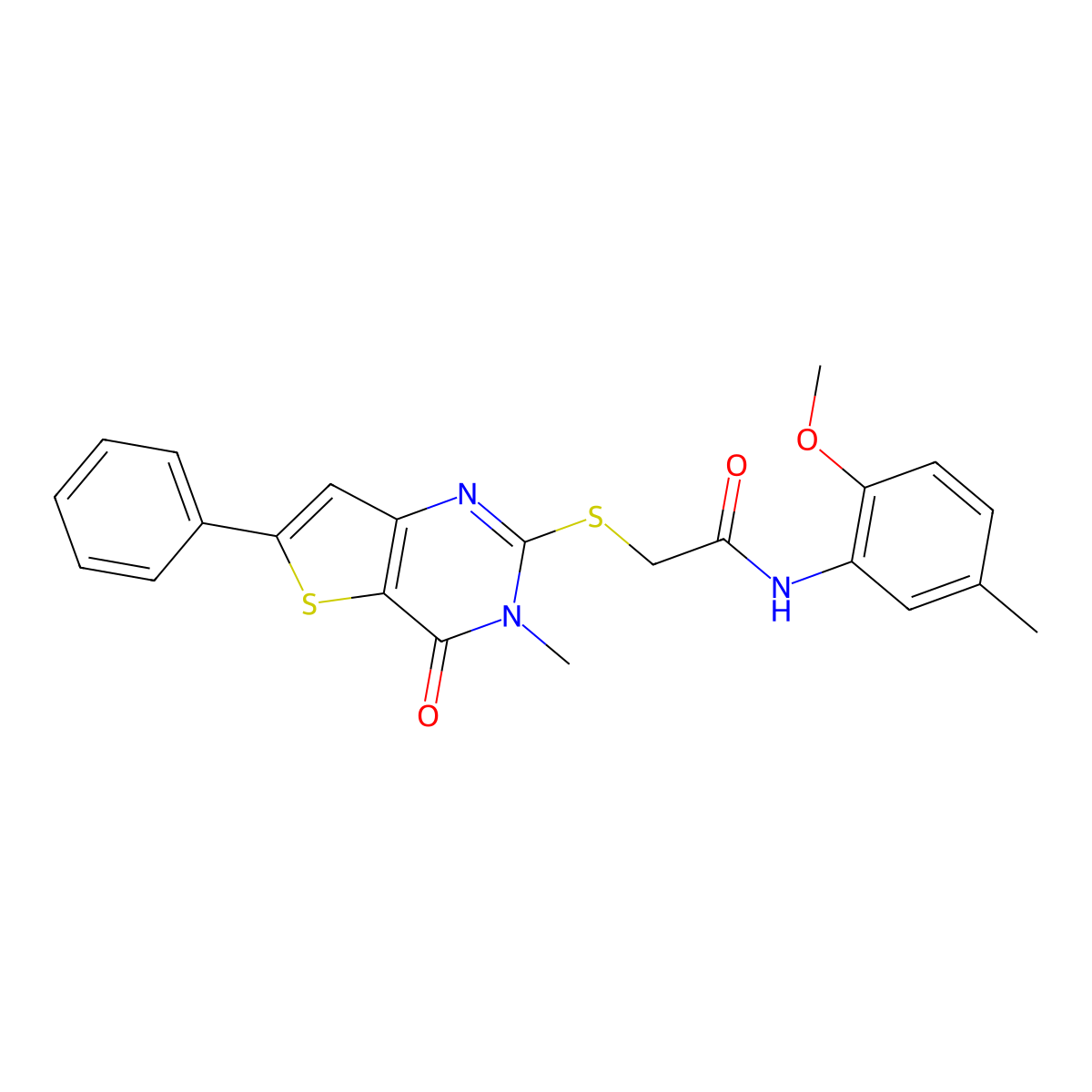 N-(2-methoxy-5-methylphenyl)-2-({3-methyl-4-oxo-6-phenyl-3H,4H-thieno[3,2-d]pyrimidin-2-yl}sulfanyl)acetamide molecular structure, CAS 1105251-98-6