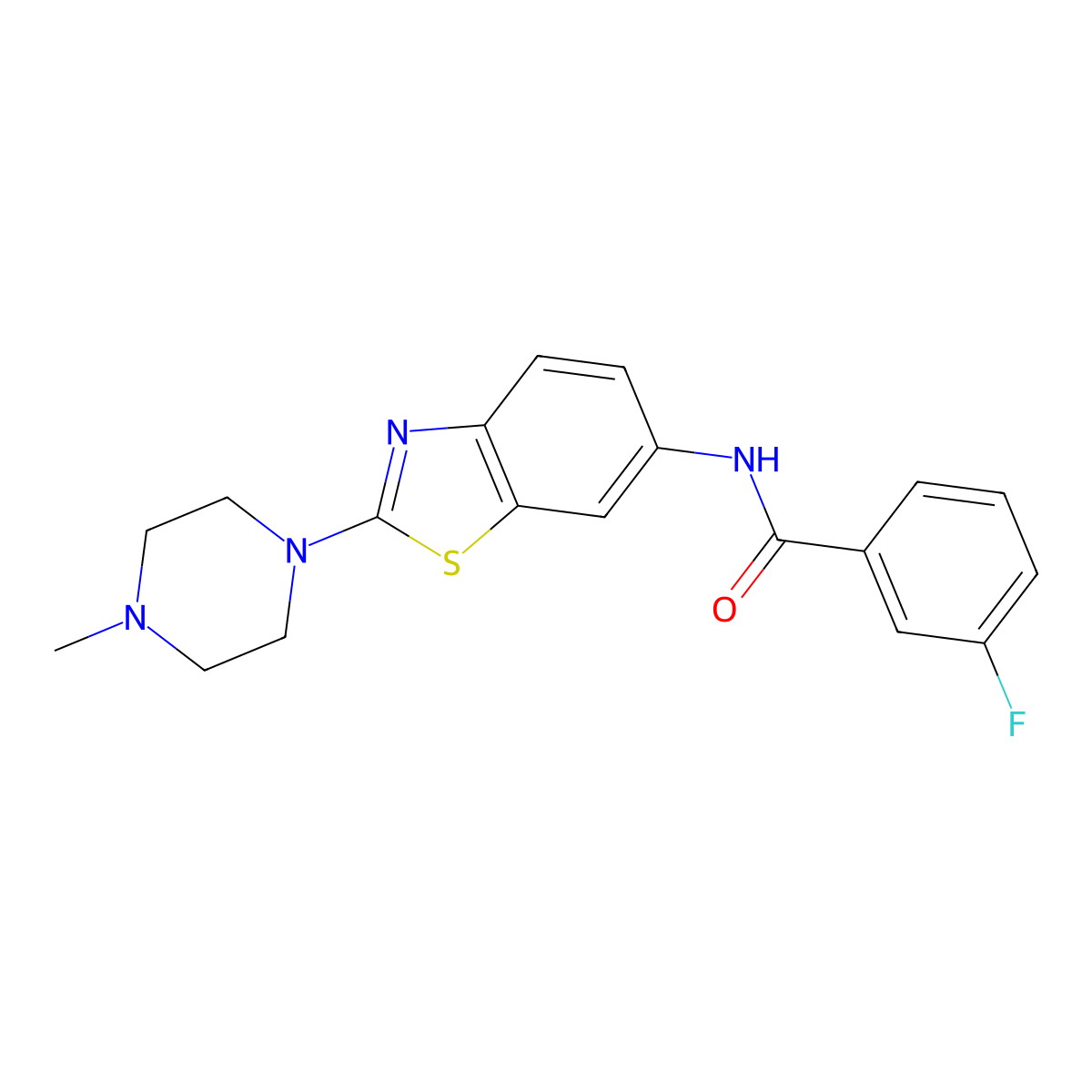 3-fluoro-N-(2-(4-methylpiperazin-1-yl)benzo[d]thiazol-6-yl)benzamide molecular structure, CAS 1105252-05-8